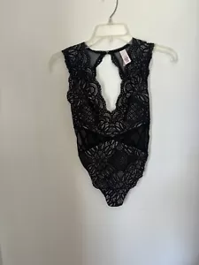 Victoria's Secret TEDDY Einteiler BODY schwarz SPITZENAUSSCHNITT Größe Small neu mit Etikett - Bild 1 von 9