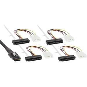 InLine Mini SAS Kabel, SFF-8087 auf 4x SFF-8482 + Netzteil, 0,75m - Bild 1 von 3