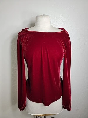Top de terciopelo Talbots rojo vino manga larga talla 8 pequeño  Foto 1 de 4