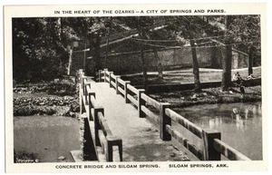 Postal de 1920 de Siloam Springs, AR Arkansas, puente de hormigón de Albertype - Imagen 1 de 2