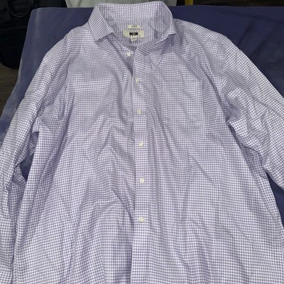 Camisa para hombre Joseph Abboud sin hierro 17-1/2; 34/35 ajuste clásico púrpura blanco  Foto 1 de 3