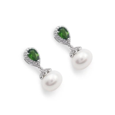 Pendientes colgantes de perlas de plata esterlina 925 piedras preciosas de... - Imagen 1 de 3