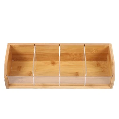 Tee-Aufbewahrungs-Organizer: Tee-Organizer-Box, Bambus-Taschenhalter mit Fach, - Bild 1 von 4
