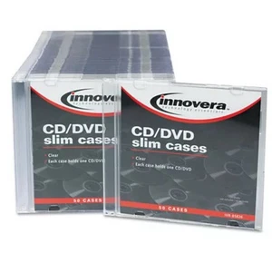 Inovera CD/DVD Polystyrene Thin Line Storage Case, Clear, 50/Pack, PK - IVR85826 - Picture 1 of 2