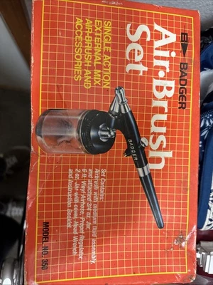 Vintage Badger Air Brush Set Model 350 Single Action Untested As-Is - Image 1 of 4