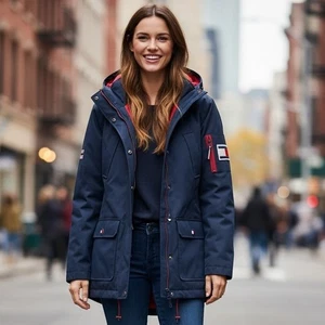 Tommy Hilfiger 3 in 1 Jacke Damen Small Allwetter System Mantel Blau Outdoor - Bild 1 von 15
