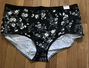Plus 22/24 Lane Bryant Cacique Full Brief Cotton Panty Black Gray White Daisy - Picture 1 of 6