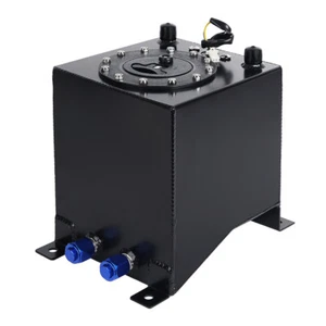 2.5 Gallon 10L Fuel Cell Tank with Level Sender Polished Aluminum Racing Black - Picture 1 of 14