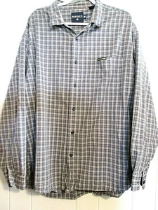 NAUTICA JEANS CO Men's Size XXL/TTG Grey Plaid Cotton Long Sleeve Shirt - Picture 1 of 9