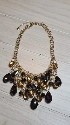 Collar vintage Alfani tono dorado piedras color ámbar babero 20" Foto 1 de 4