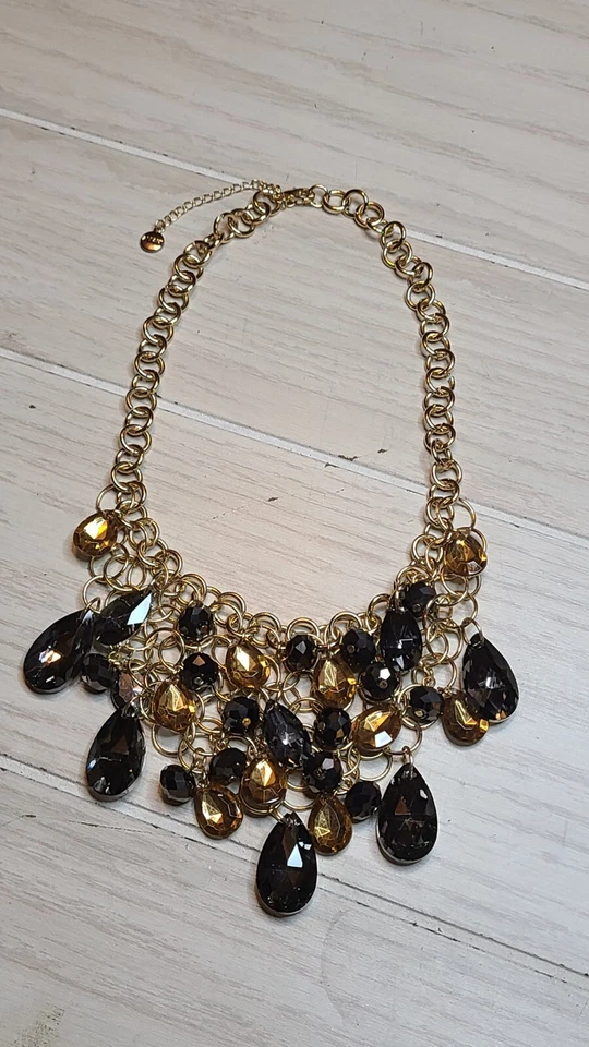 Collar vintage Alfani tono dorado piedras color ámbar babero 20" Foto 1 de 4