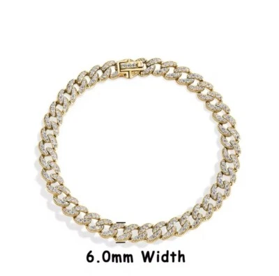 3ct Cuban Bracelet Diamond Test Pass Lab-Created VVS1/D/Excellent Width 6mm 20cm - Image 1 of 4