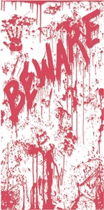 Psycho Dexter Zombie--BEWARE BLOODY DOOR COVER--Halloween Horror Prop Decoration - Picture 1 of 5