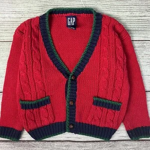Vintage GAP Cable Knit Red Cardigan Sweater size YOUTH XS - Picture 1 of 6