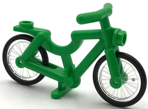 Lego New Green Bicycle w/ Trans-Clear Wheels w/ Molded Hard Rubber Tire Part - Picture 1 of 1