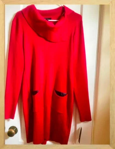 BCX Womens Red Color Block Long Sleeve Crew Neck Short Sheath Dress Size XL - Picture 1 of 1