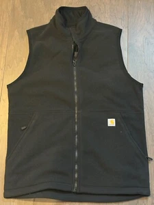 Carhartt Men's Textured Full-Zip Fleece Vest Large Black Relaxed Fit - Picture 1 of 5