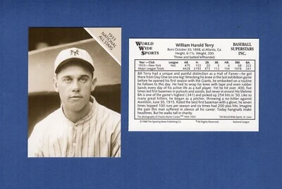 Bill Terry, Giants HOF y 1933 Conlon NL All-Stars ~ The Sporting News/WWS/BSI Foto 1 de 2
