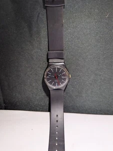 VINTAGE SWATCH WATCH  ST. GERMAIN BLACK PLASTIC BAND NEW BATTERY 9064P - Picture 1 of 9