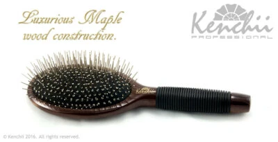 Kenchii Beauty -Large Metal Pin Bristle Brush w One-Piece Maple Body Pro Stylist