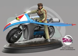 JEEG ROBOT - HIROSHI AUF MOTORRAD RESIN Fanart DIORAMA HANDBEMALT Actionfigur - Bild 1 von 6