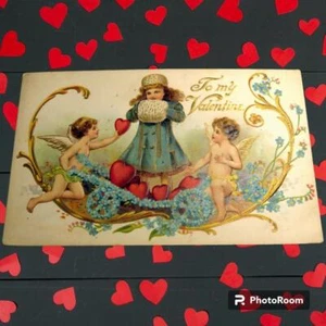 Antike Cherubs zu meinem Valentinstag Postkarte Deutschland geprägt AMB Nr. 15399 - Bild 1 von 2