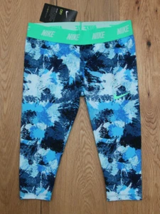 Nike Girl Capri Leggings ~ Blue, White & Neon Green ~ DRI-FIT ~ - Picture 1 of 2