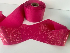 Hot Pink and Gold Speckled  Grosgrain Ribbon 3  inches wide 10 yards - Picture 1 of 1