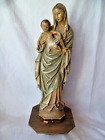 Gipsfigur Maria mit Jesuskind gemarkt 35 cm mit Ecksockel