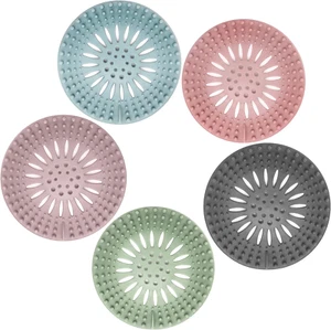Drain Strainers Hair Catcher Shower Covers, Flexible TPR, 5 Pack, Multiple Color - Picture 1 of 12