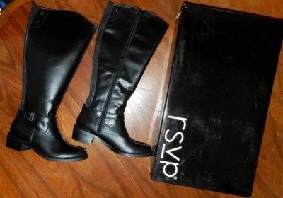Botas femininas de couro preto RSVP tamanho 7,5 M novas - Imagem 1 de 4