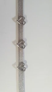 STERLING SILVER Triple heart 7" Bracelet - Picture 1 of 5