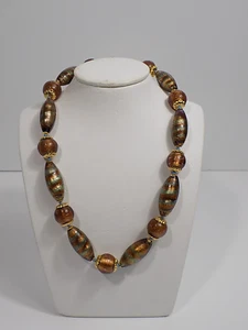 Vintage wunderschöne Damen Edelstein Collier Labradorit 375er Gelbgold Design - Picture 1 of 12