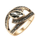 Crystal Ring Antique Gold Color Big Stone Ring For Women Vintage Wedding Jewelry