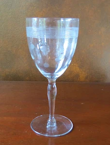 Standard #3001 Bulbous Stem Polka Dots & Lines Cut Water Goblet(s) - Picture 1 of 4