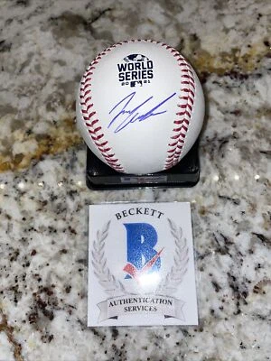 Pelota de béisbol firmada por Ian Anderson Serie Mundial autografiada por Beckett  Foto 1 de 3