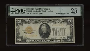 DBR 1928 $20 Gold Certificate Fr. 2402 PMG 25 Serial A35541752A - Picture 1 of 2