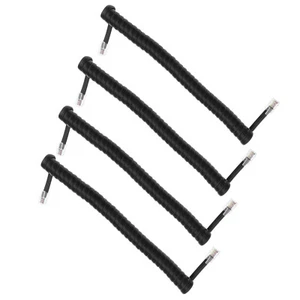4x Phone Handset Cord Replacement Black Coiled Telephone Handset Cable 1.5m - Picture 1 of 5
