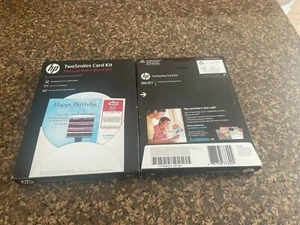 2 Pk Hewlett Packard SF788A Two Smiles Card Kit, 5 x 7 Photo Paper + Envelopes - Picture 1 of 1