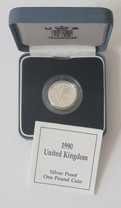 £1 Welsh Leeks 1990 United Kingdom Silver Proof - Picture 1 of 3