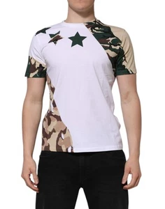 Camiseta Dolce & Gabbana Blanca Camuflaje Algodón Hombre Cuello Redondo Hombre Auténtica - Imagen 1 de 5