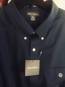 New Eddie Bauer Shirt Mens T2XL Wrinkle Free Navy Button Down Retail $90. - Picture 1 of 7
