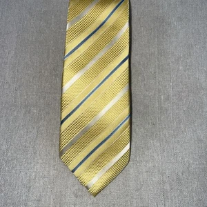 Donald Trump 100% Silk Neck Tie Signature Collection Yellow/Blue Stripe - Picture 1 of 6