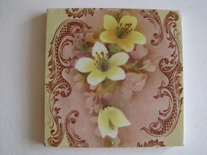 ANTIQUE VICTORIAN 6" FLORAL TRANSFER PRINT TILE - BATES DEWSBURY RD254818 C1895 - Picture 1 of 2