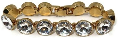 Pulsera de eslabones dorados brillantes cristales de Swarovski HENRI BENDEL NYC DE COLECCIÓN, 7 1/4" Foto 1 de 4