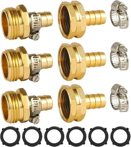 Set 3 Connettore Riparazione Tubo Giardino con Morsetti, Adatto per Barra 1/2" x 3/4" - Foto 1 di 6
