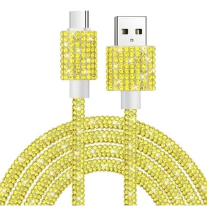 USB C Charger Cable 4FT USB to USB C Cable Bling Sparkling Diamond 60W-Yellow - Picture 1 of 6