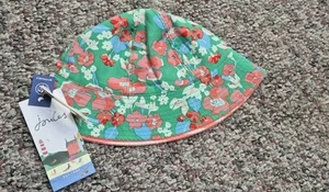 Joules Girls Sunhat Reversible Age 8-12 BNWT Floral Or Striped - Picture 1 of 4