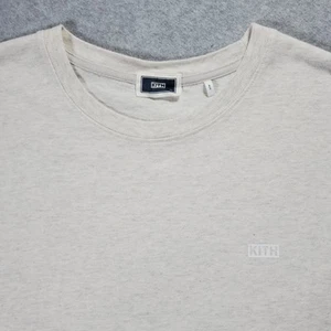 Kith Mens Small Box Logo Heather Cream Short Sleeve T Shirt XL Rolled Hem - Picture 1 of 10