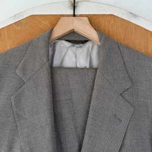 VTG Southwick Suit Mens 40R Taupe 2 Button 100% Wool Canvas Hopsack Pants 36x28 - Picture 1 of 23